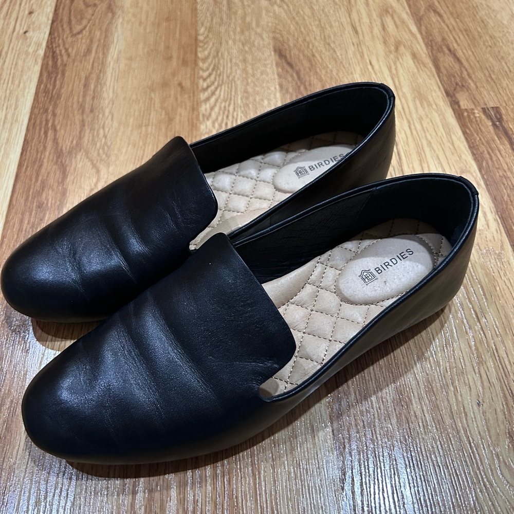 Birdies Women's Black Leather Loafers